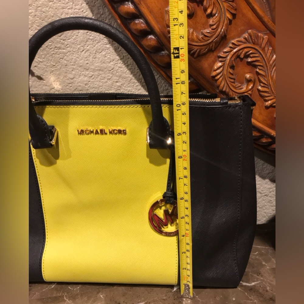 Michael Kors Black and Yellow Satchel with Gold Hardware - Picture 12 of 13